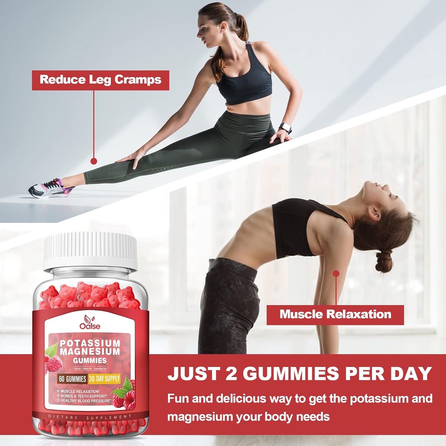 Potassium Magnesium Gummies for Adults and Kids with High Absorption, Raspberry Flavor, Chewable Supplements - BoostGo Australia