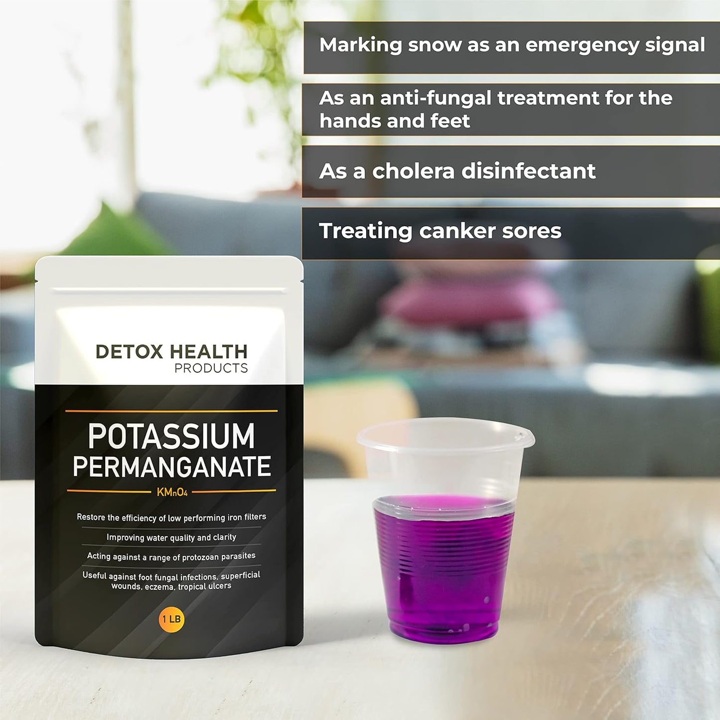 Potassium Permanganate Free Flowing Powder 2 OZ for Detox Health by STELLAR CHEMICAL CORP