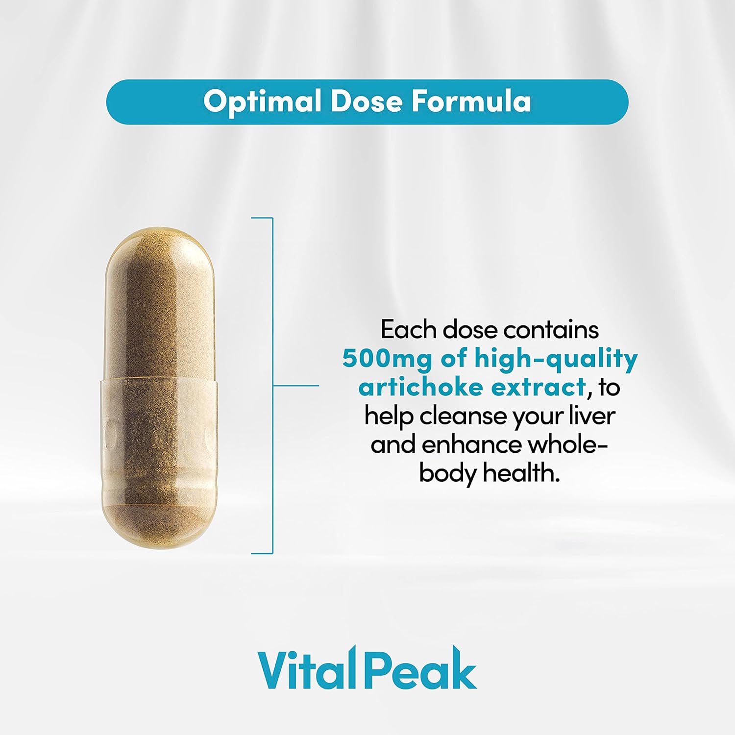 Potent 500mg Artichoke Leaf Extract Capsules - Natural Supplement for Vital Peak Health - 60 Capsules