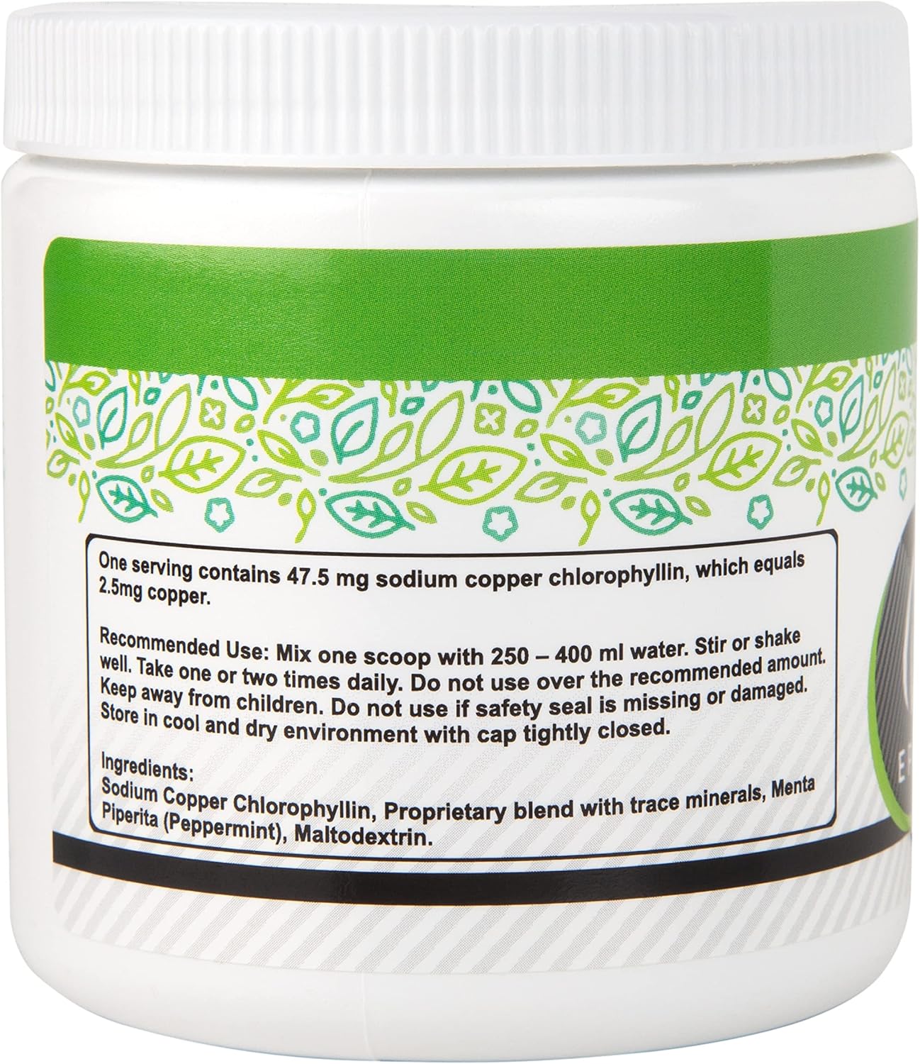 Potent and Effective Chlorophyll Powder Dietary Supplement with Mint Flavor - Innovative Black Label Formula for Easy Consumption