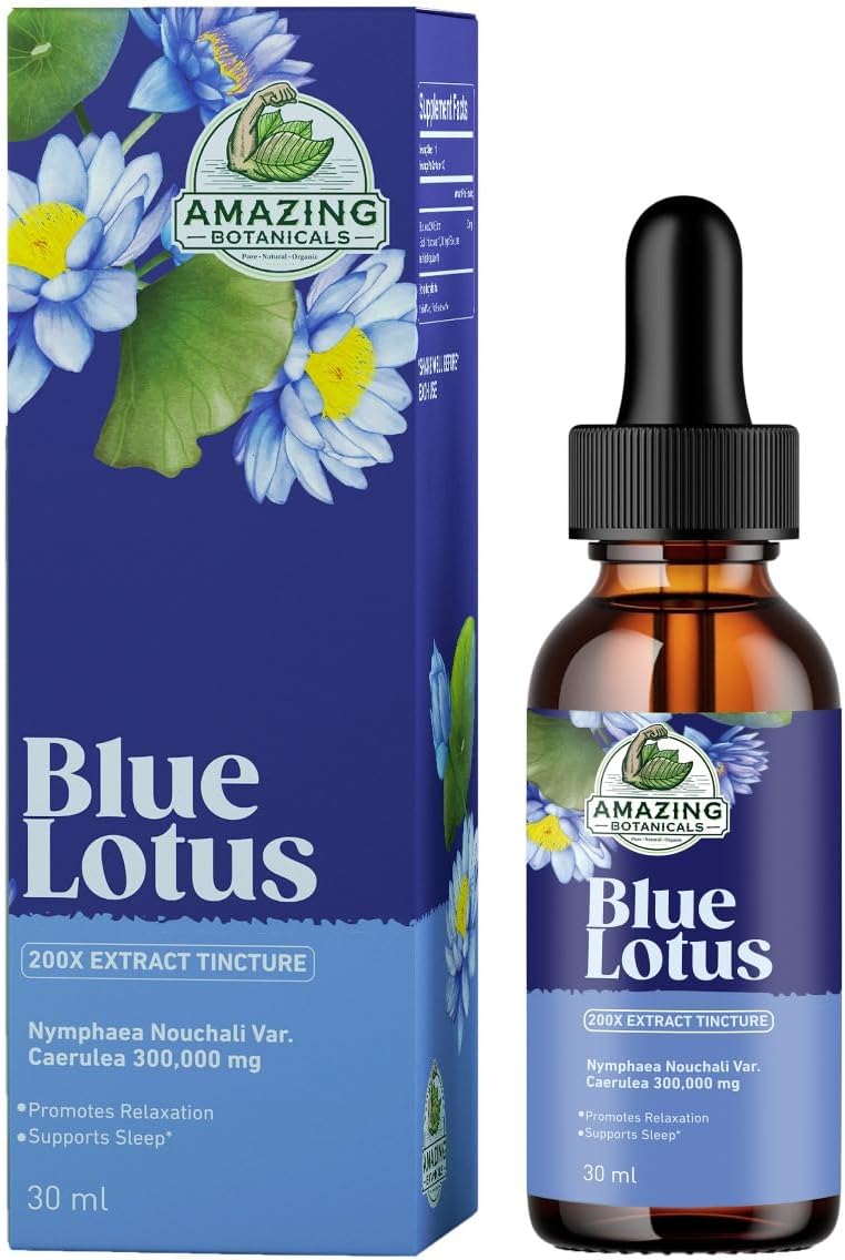Potent Blue Lotus 200X Extract Tincture - 300,000mg Strength - 1oz / 30ml Bottle - Amazing Botanicals