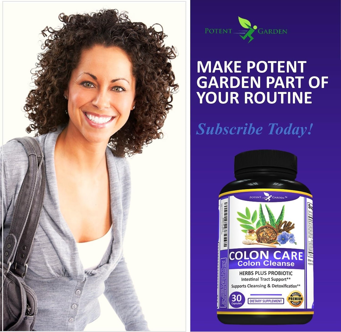 Potent Garden 15-Day Colon Cleanse & Detox for Digestive Health - Fiber, Herbs & Probiotics for Energy Support - 30 Capsules
