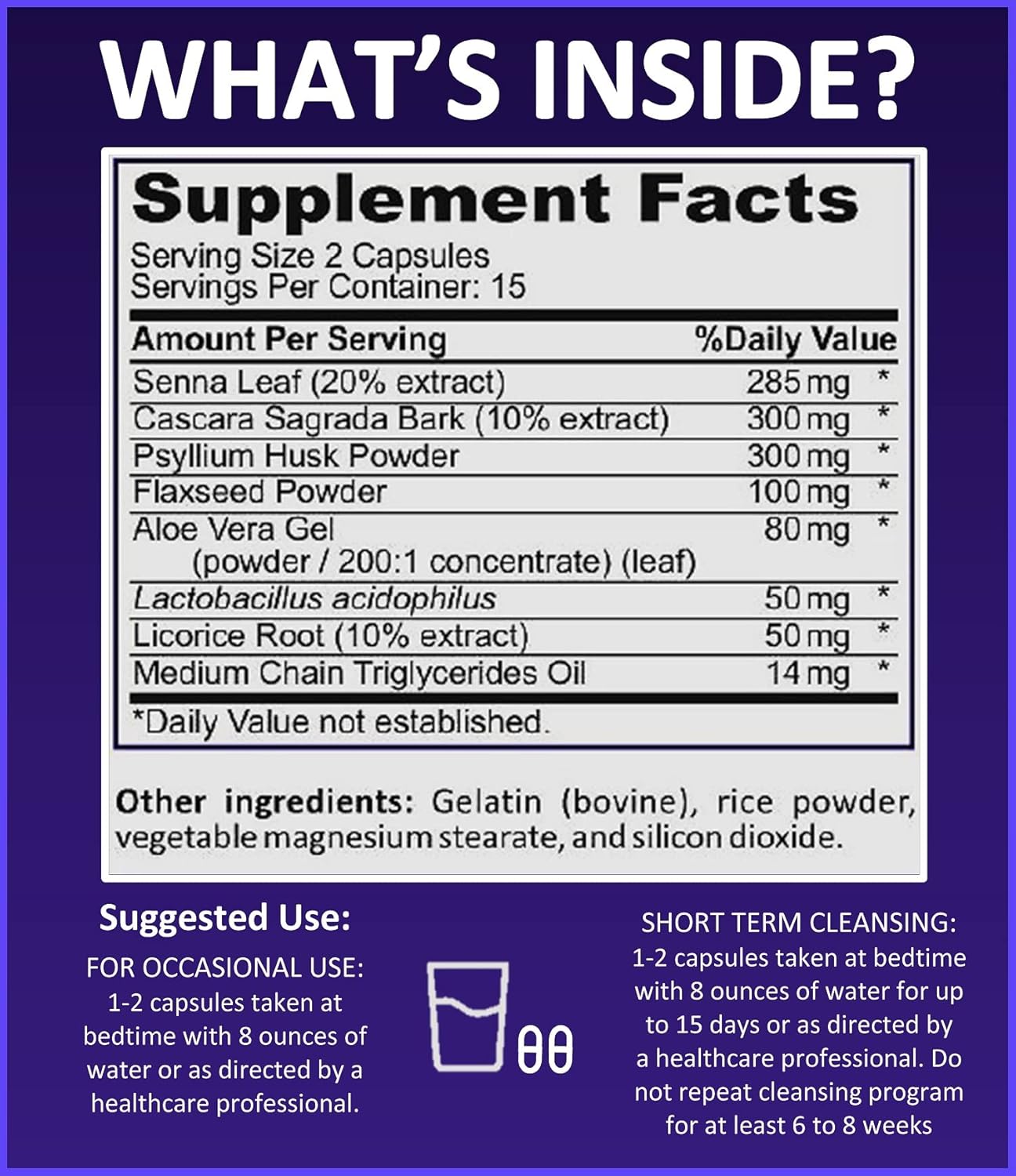 Potent Garden 15-Day Colon Cleanse & Detox for Digestive Health - Fiber, Herbs & Probiotics for Energy Support - 30 Capsules