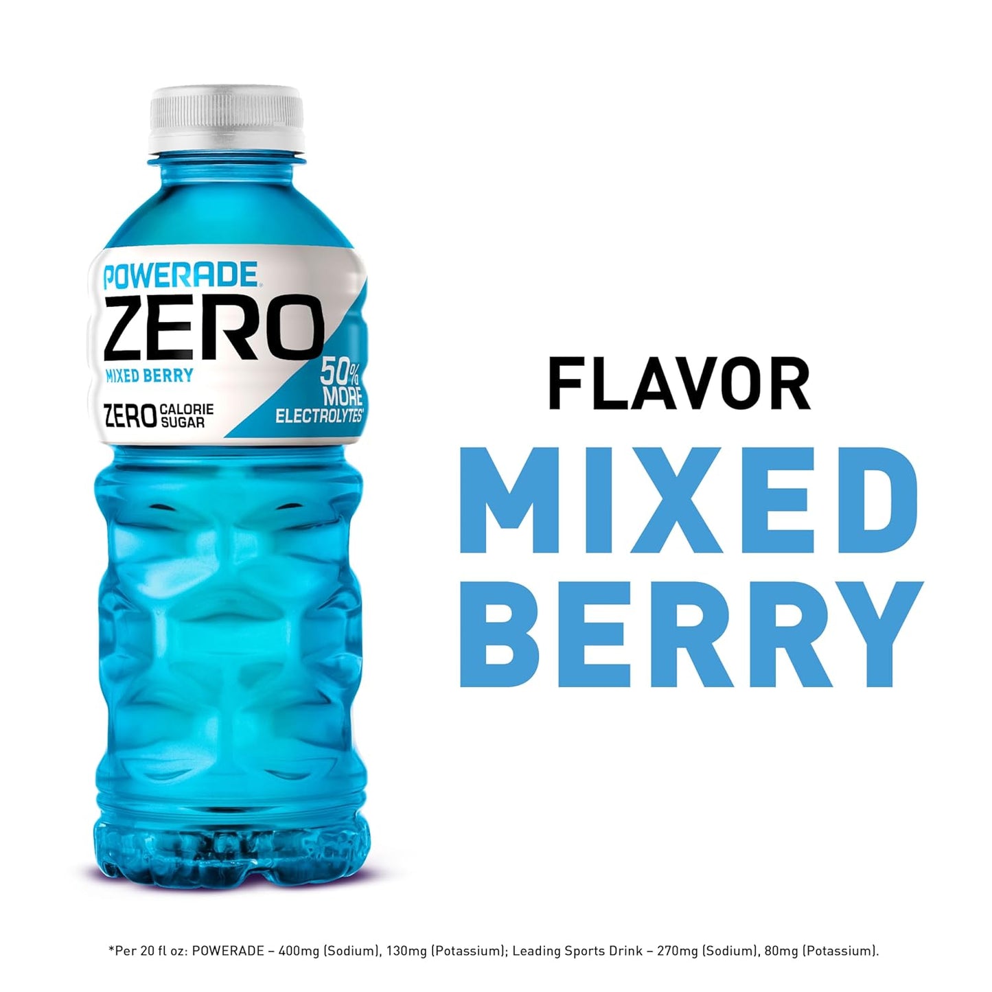 POWERADE Mixed Berry Sports Drink, 20oz (Pack of 24) - Electrolyte Enhanced & Zero Sugar