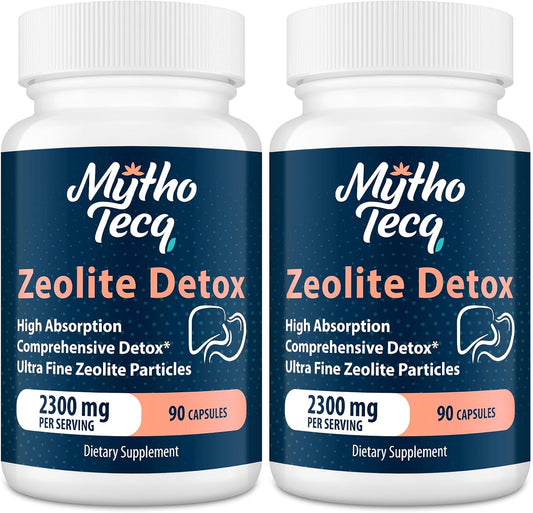 Powerful 2300mg Zeolite Detox Capsules with Activated Charcoal & Bentonite Clay - Full Body, Liver & Gut Cleanse, Heavy Metal Detox - 180 Capsules