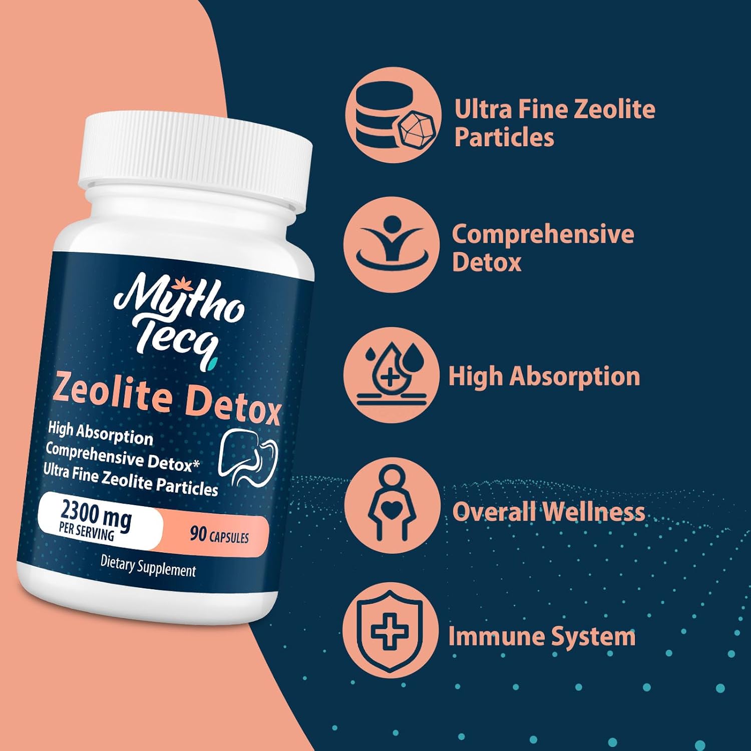 Powerful 2300mg Zeolite Detox Capsules with Activated Charcoal & Bentonite Clay - Full Body, Liver & Gut Cleanse, Heavy Metal Detox - 180 Capsules