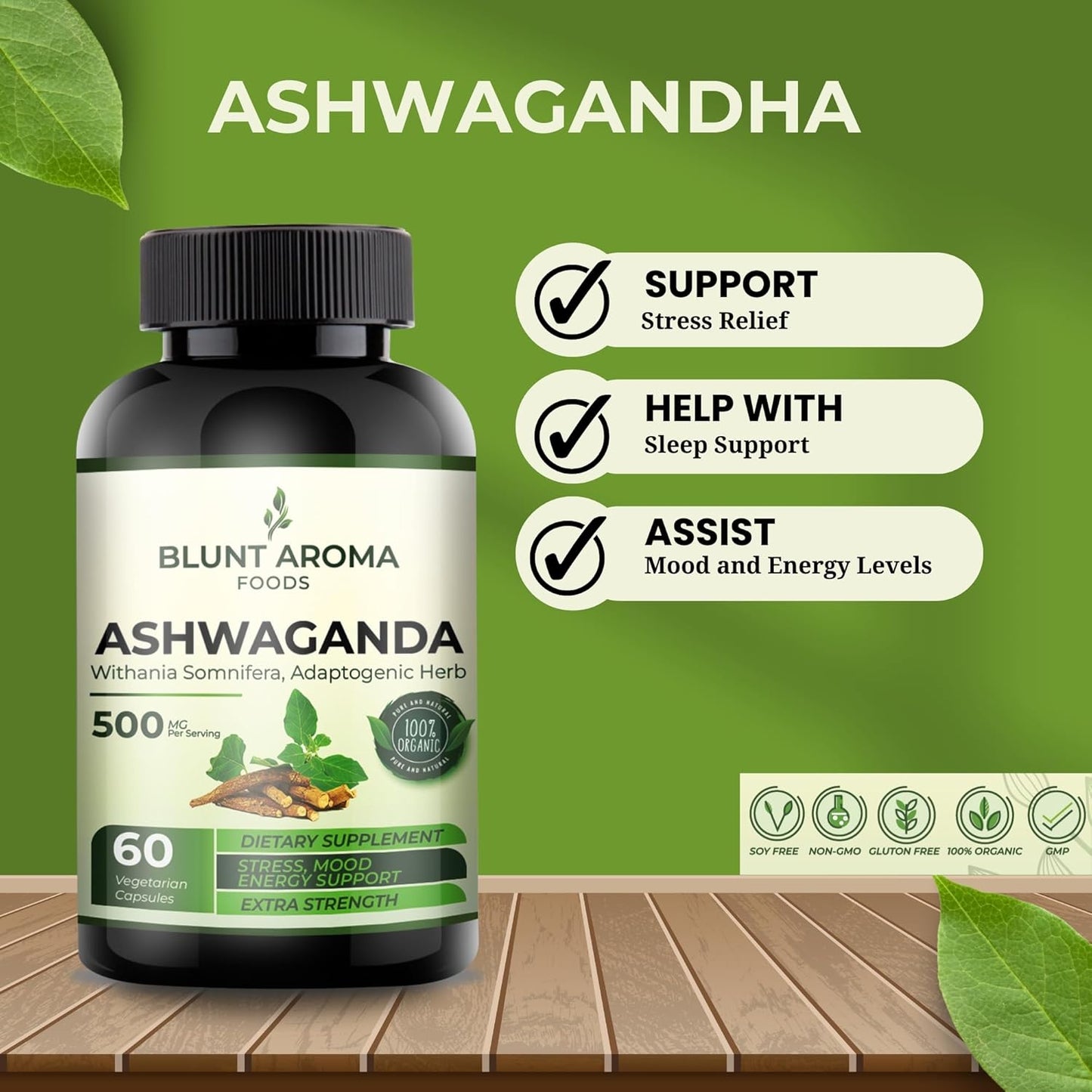Powerful Ashwagandha Extract Capsules with Ginger, Turmeric, Alkanet Root, and Black Pepper - 5200mg Strength - 60 Capsules - 2 Month Supply