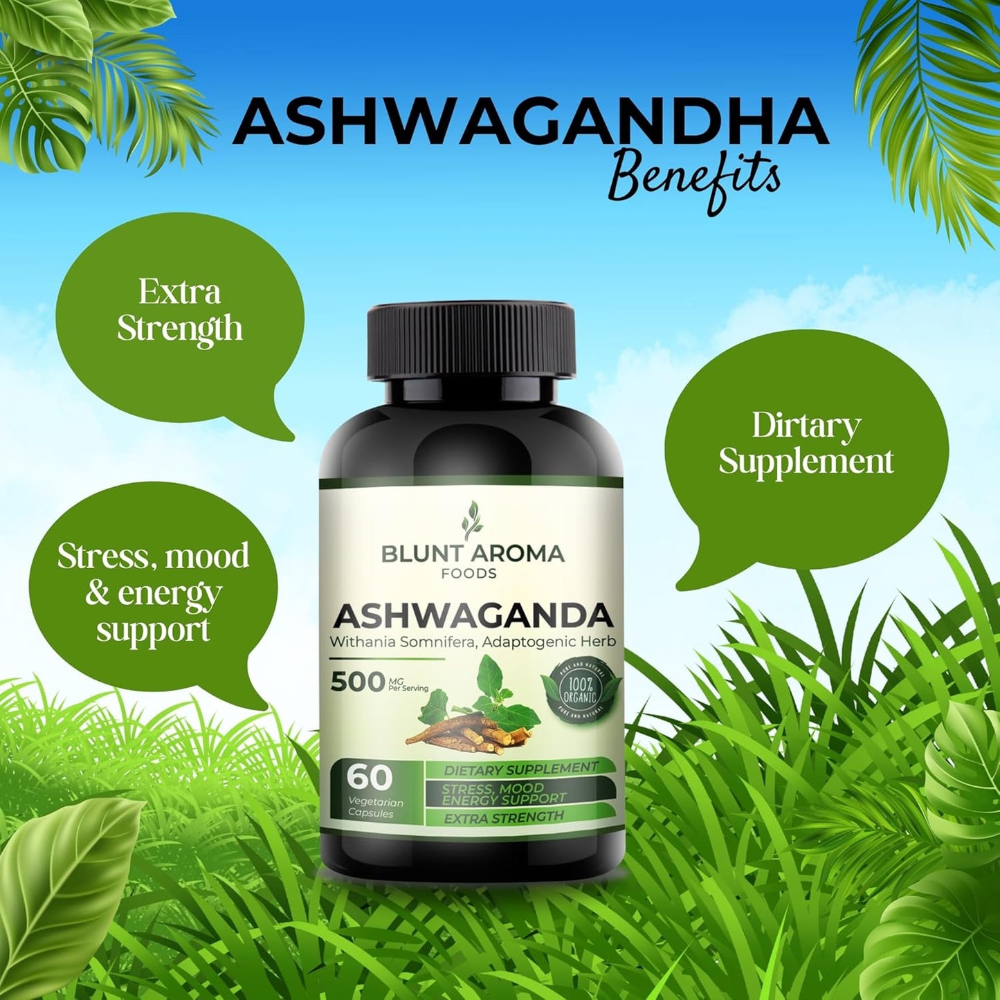 Powerful Ashwagandha Extract Capsules with Ginger, Turmeric, Alkanet Root, and Black Pepper - 5200mg Strength - 60 Capsules - 2 Month Supply