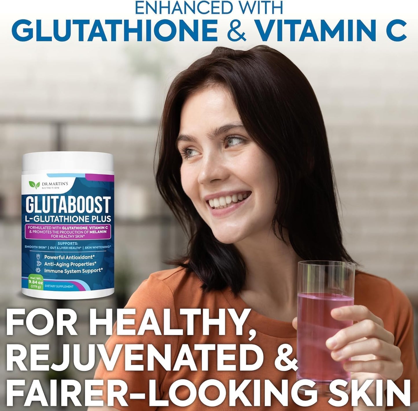 Powerful Glutathione Powder with Collagen & Vitamin C | Anti-Aging & Skin Brightening Formula | Immune, Gut & Liver Support | Dr. Martin's Nutrition