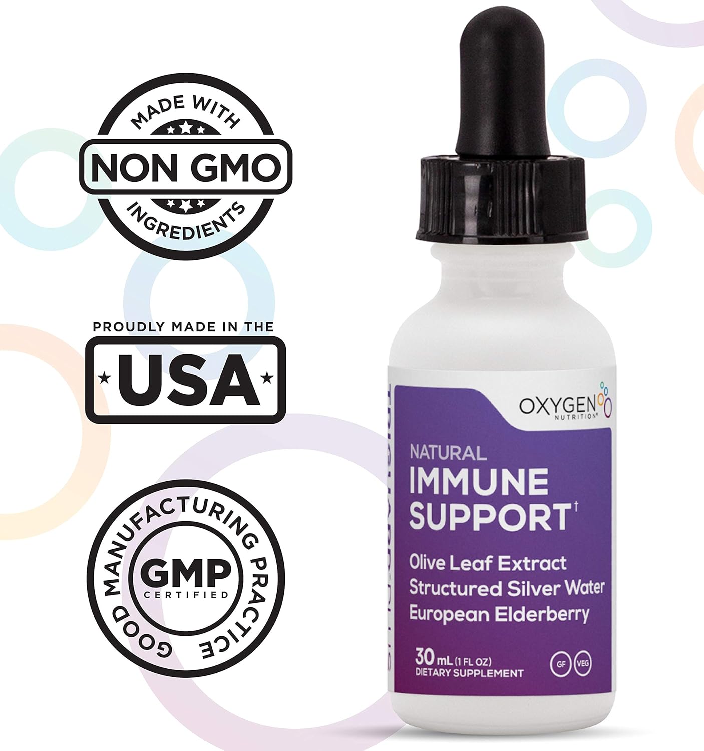 Powerful Immune System Booster Liquid | Oxygen Nutrition Triguard Plus Concentrate with Colloidal Silver, Sambucus Elderberry Extract, & Olive Leaf Extract | Great Taste | 1oz - Made in USA