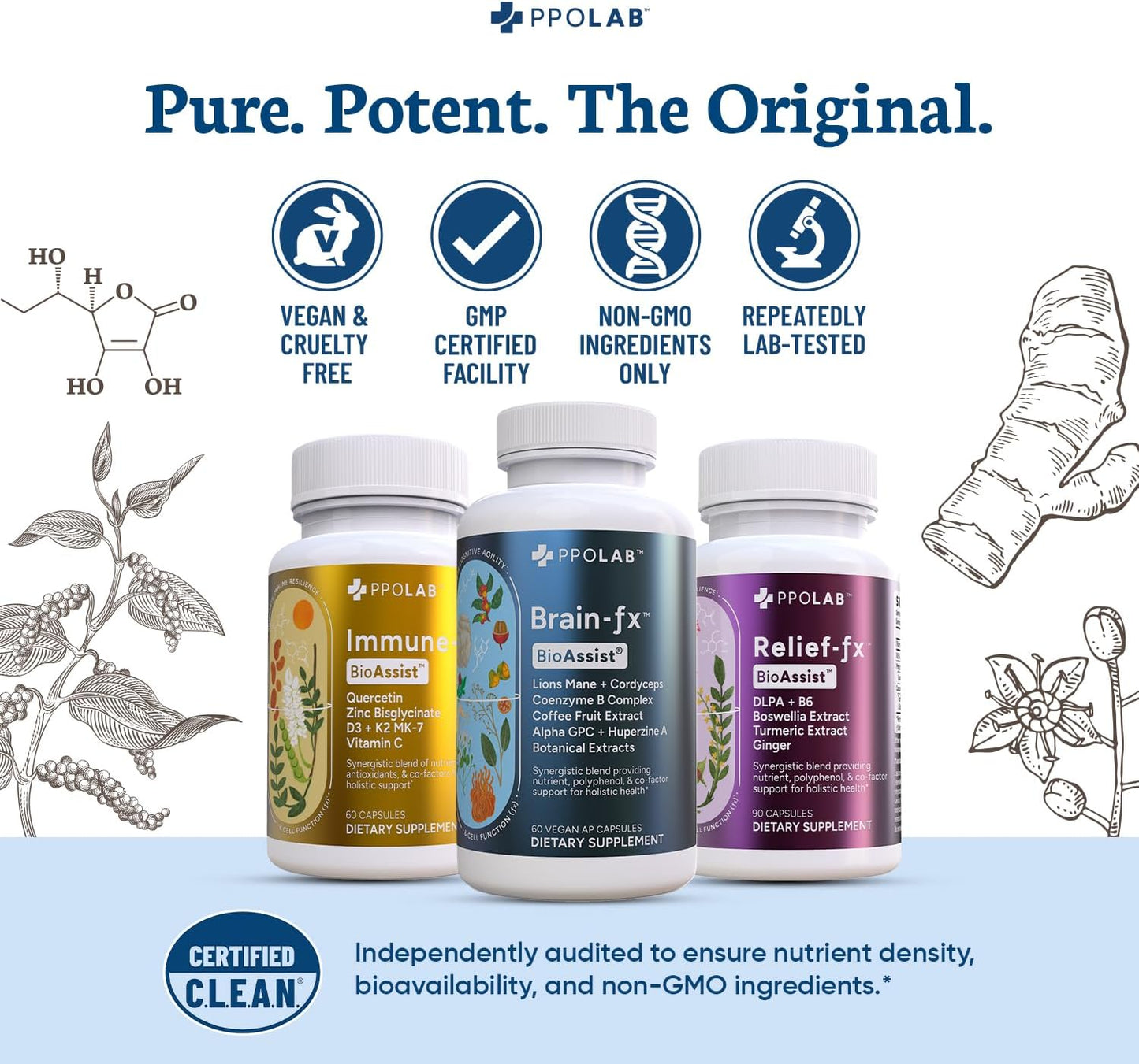 PPO Lab BioAssist Immune FX, Relief FX, and Brain FX Starter Kit - Boost Your Immune System, Relieve Pain, and Enhance Brain Function