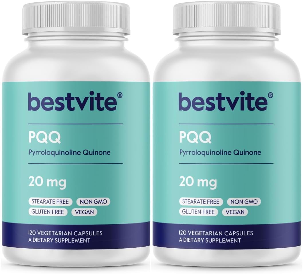PQQ 20mg Supplement 240 Vegetarian Capsules (2-Pack) - Vegan, Non-GMO, Gluten Free - No Stearates