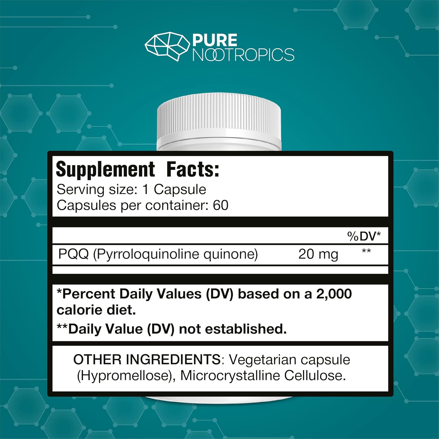 PQQ (Pyrroloquinoline Quinone) Capsules - 60 Count Value Pack for Mitochondrial & REDOX Support