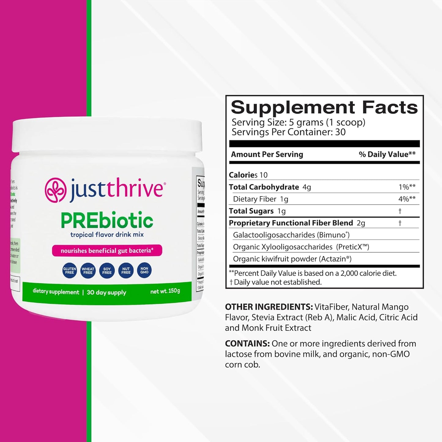 PREbiotic Powder for Digestive & Immune Support - 150g Supplement by Just Thrive - BoostGo Australia