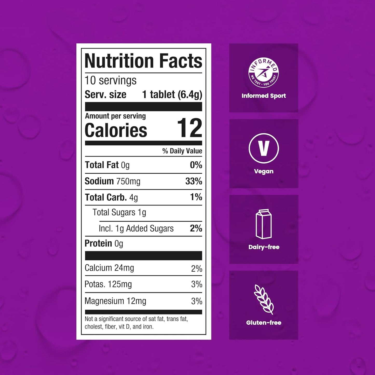 Precision Hydration Lite Electrolyte Drink Tablets - Multi Strength Effervescent Hydration - Combat Cramps - Low Calorie, Gluten Free, Vegan - NSF Certified - Purple Tube, 1 Tube