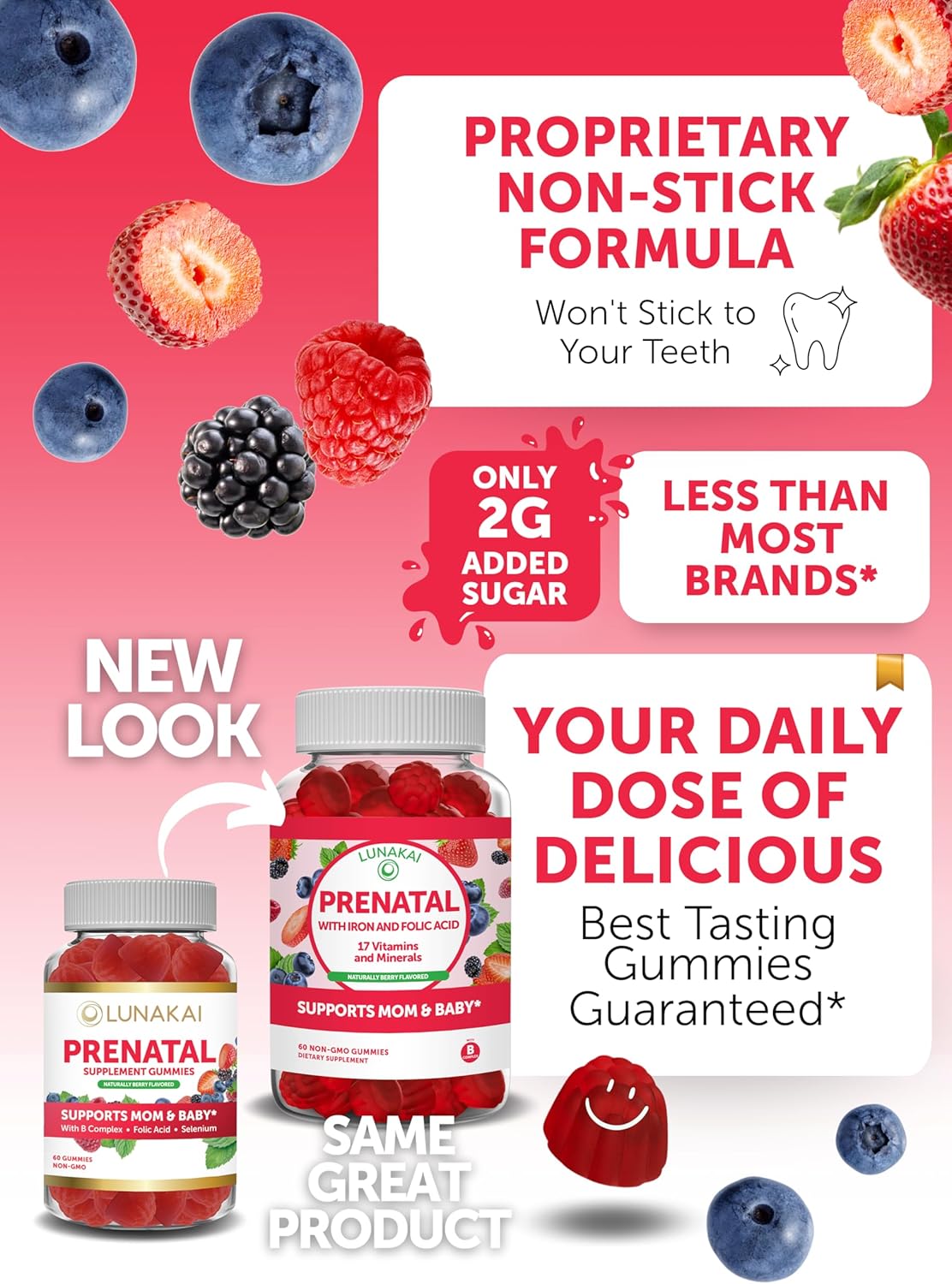 Pregnancy Multivitamin Gummy Bundle with Iron, Folic Acid, and Vitamin D3 - Immunity, Bone, and Mood Support