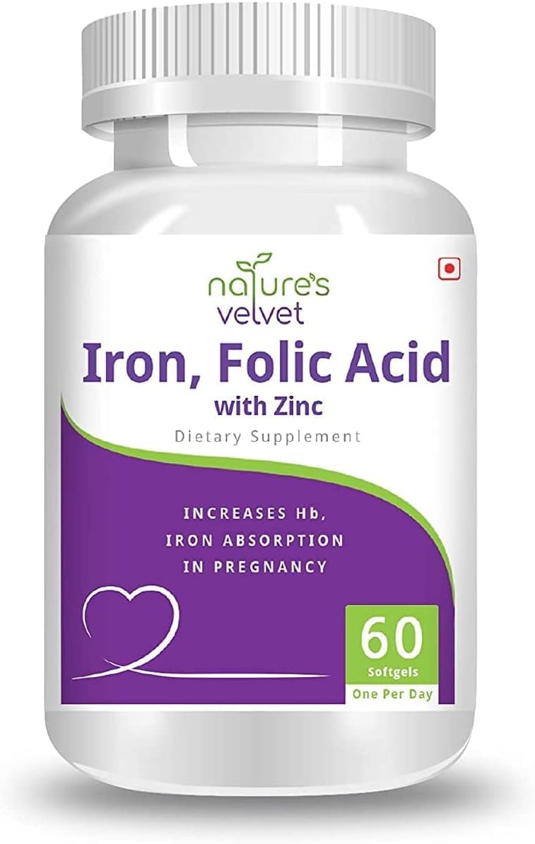 Pregnancy Supplement: RUP Natures Velvet Lifecare Iron, Folic Acid, and Zinc Softgels - 60 Count