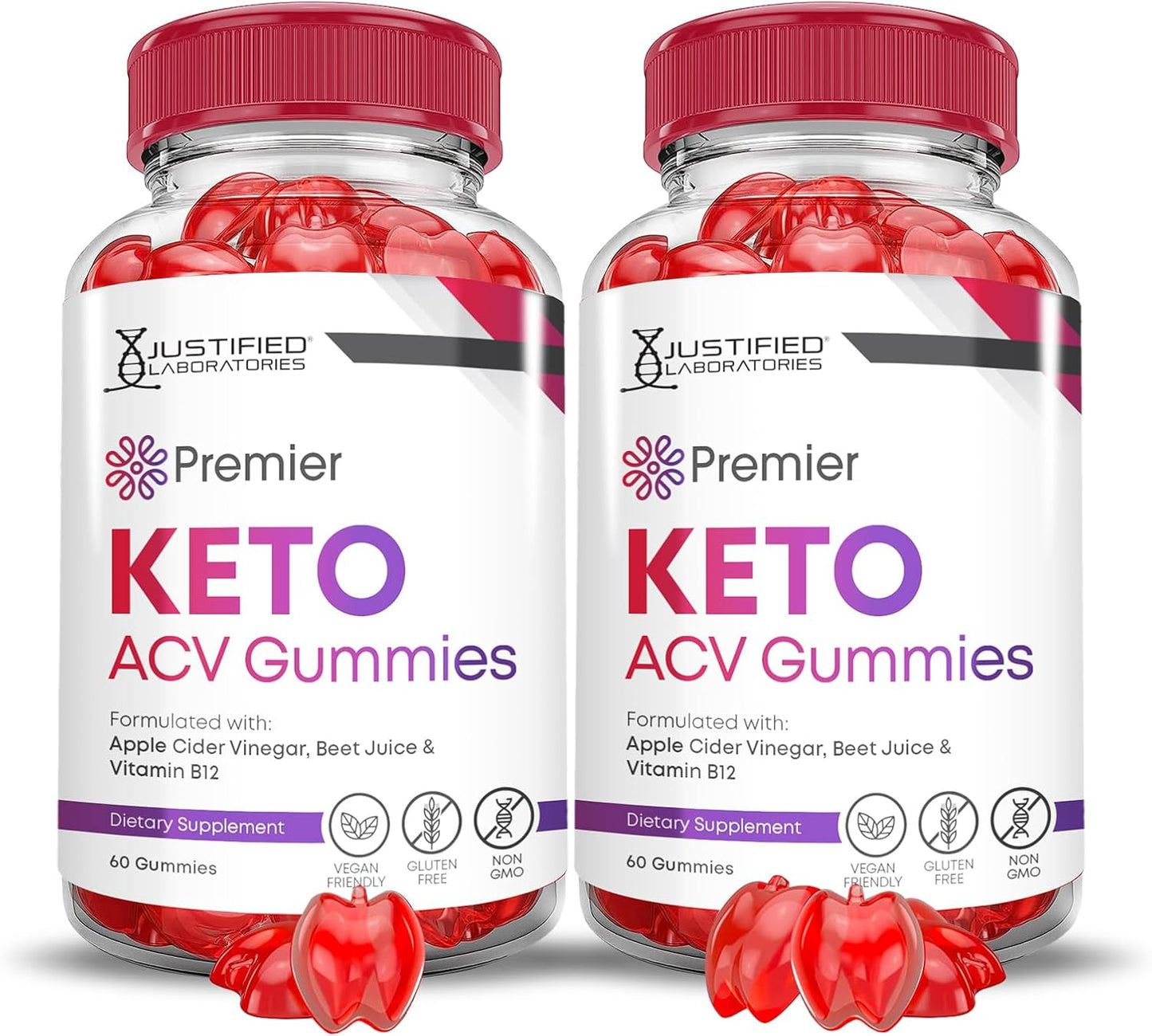 Premier Keto ACV Gummies (2 Pack) - 1000MG Apple Cider Vinegar with Pomegranate & Beet Juice Powder - B12 Vegan Non GMO - 120 Gummies