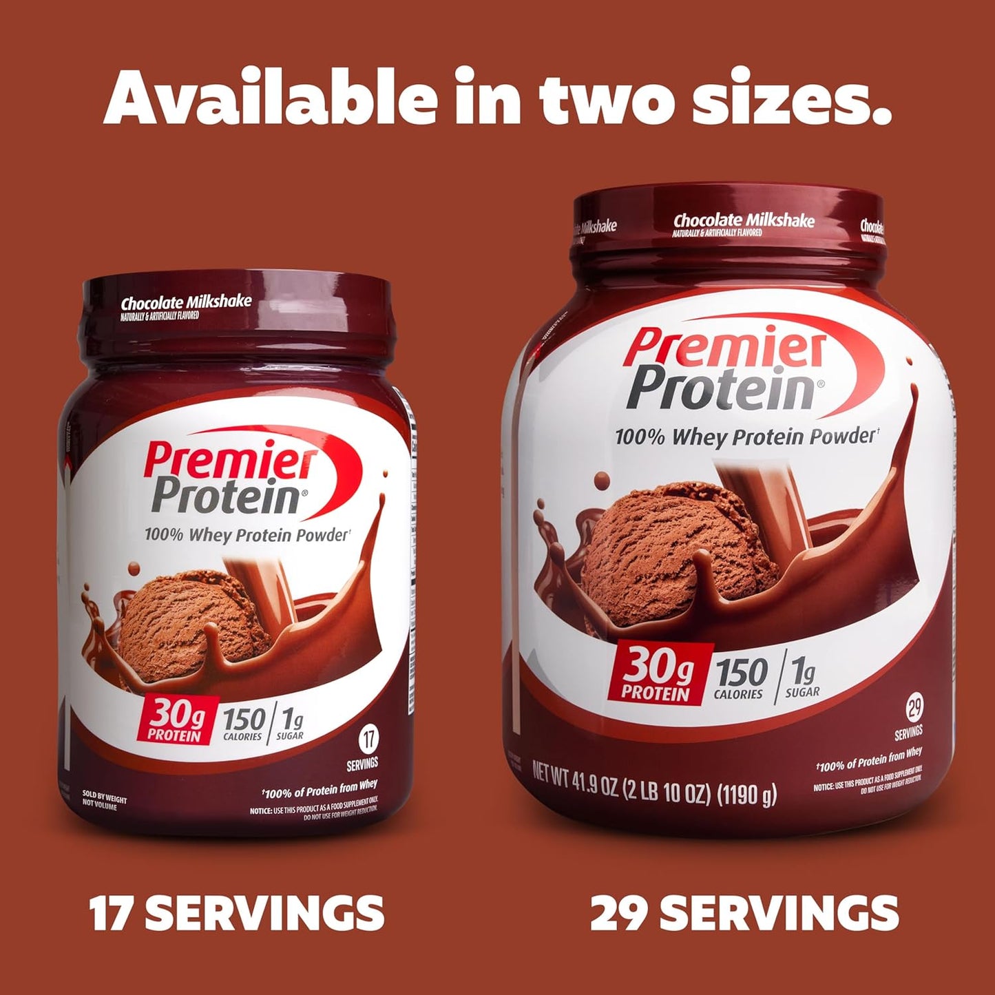 Premier Protein Chocolate Milkshake Powder - 30g Protein, 1g Sugar, Gluten Free - 29 Servings (41.9oz)