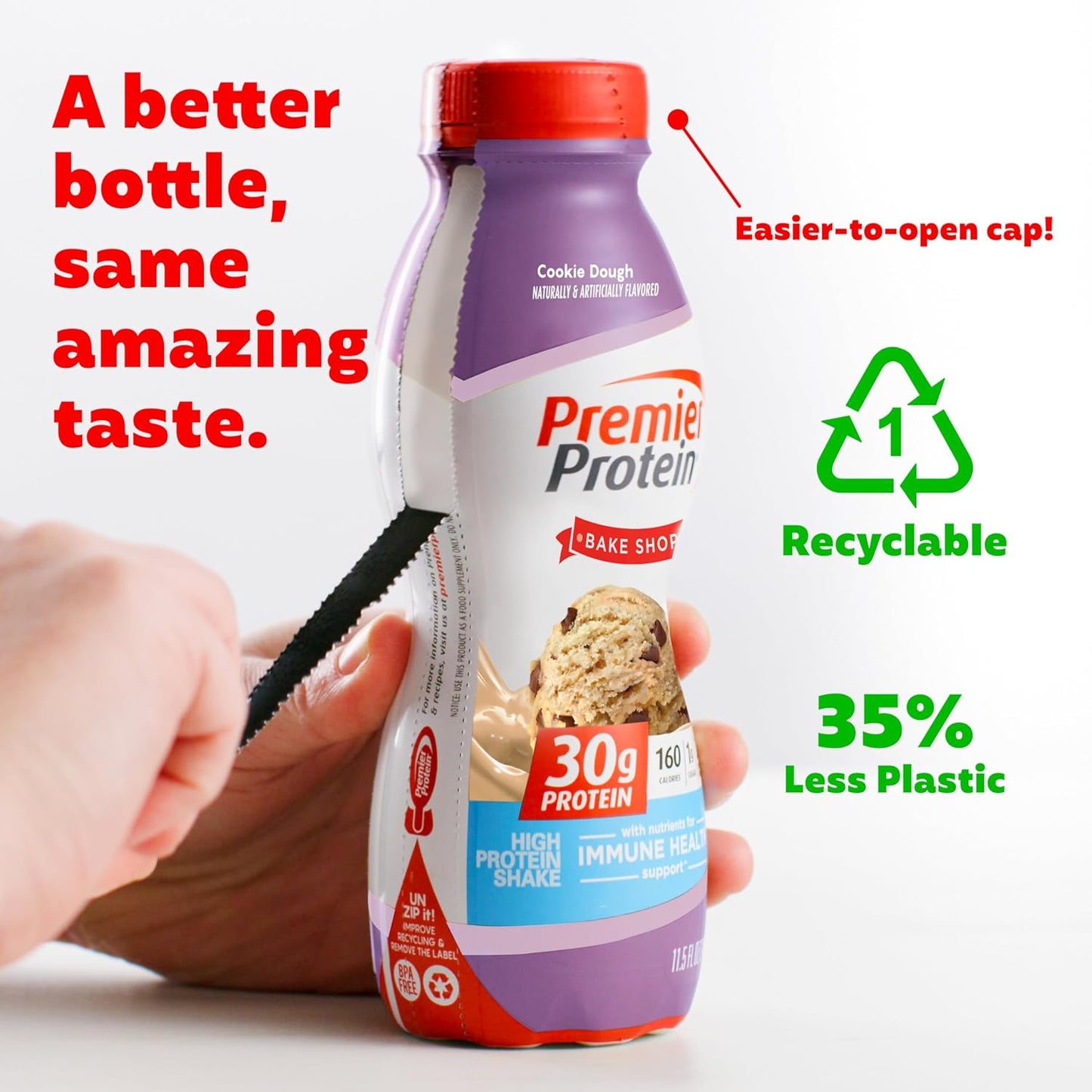 Premier Protein Cookie Dough Shake - 30g Protein, 1g Sugar, 24 Vitamins & Minerals, Immune Health Support - 11.5 fl oz (Pack of 12)