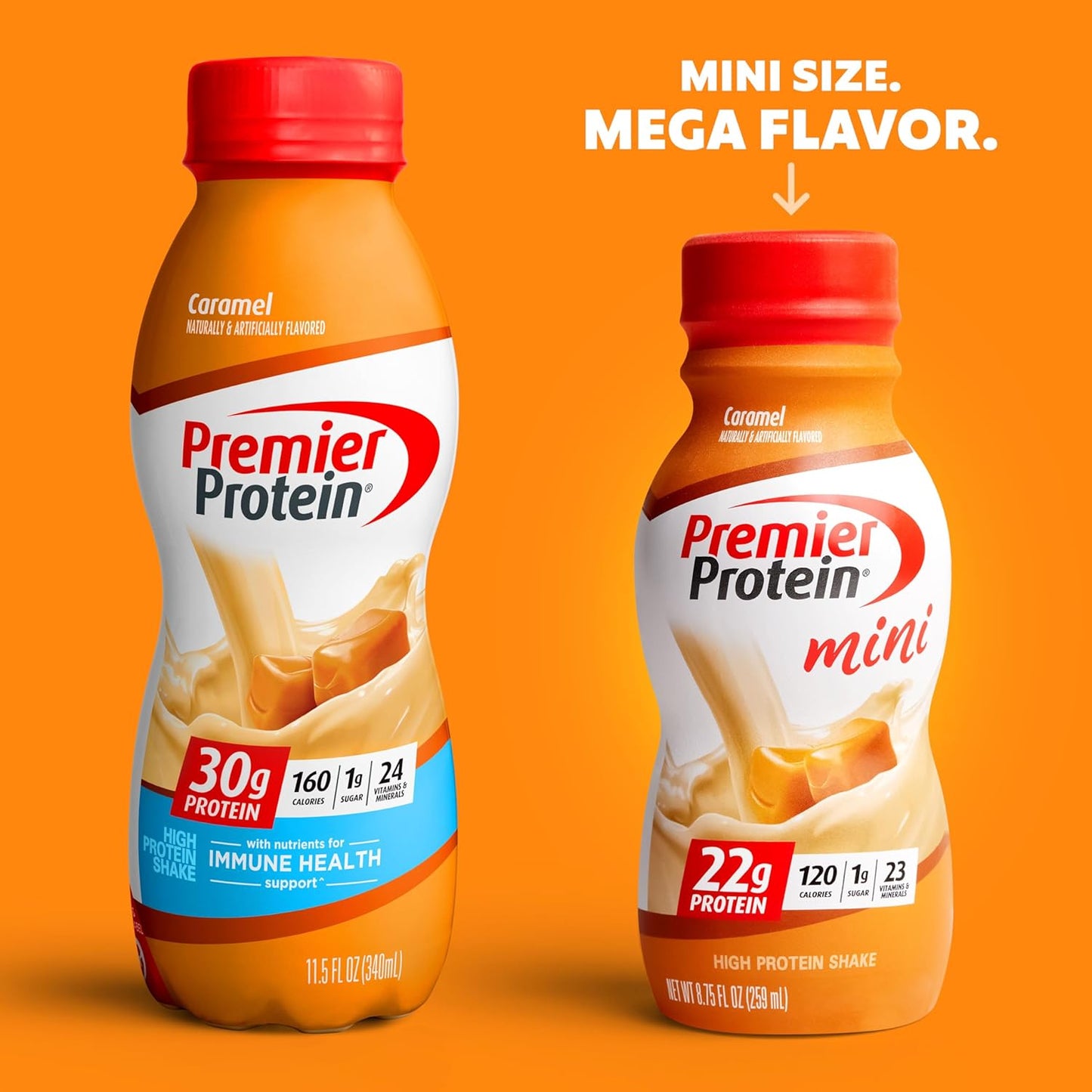 Premier Protein Shake MINIs, Caramel Flavor, 22g Protein, 120 Calories, Low Sugar, 8.75fl oz, 12 Pack