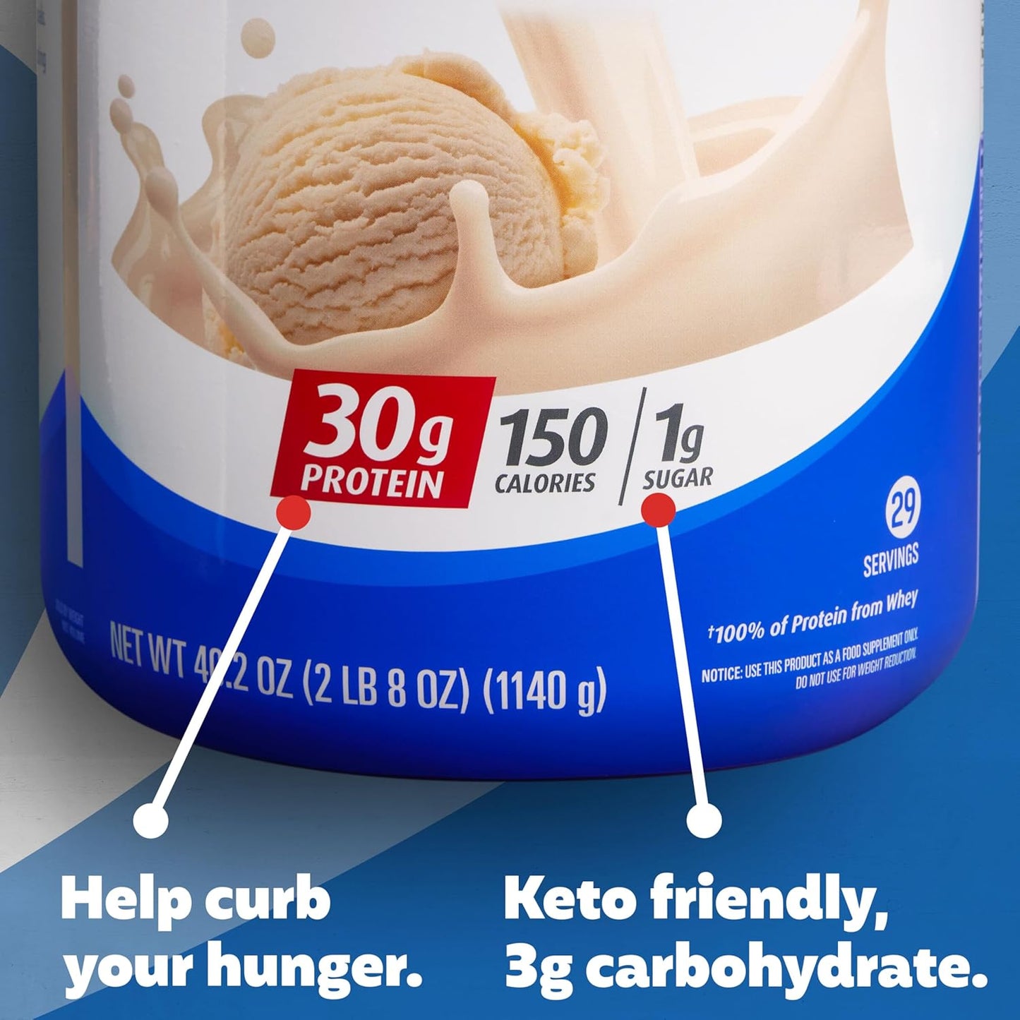 Premier Protein Vanilla Milkshake Powder with 30g Protein, No Soy, Gluten-Free - 29 Servings, 40.2oz