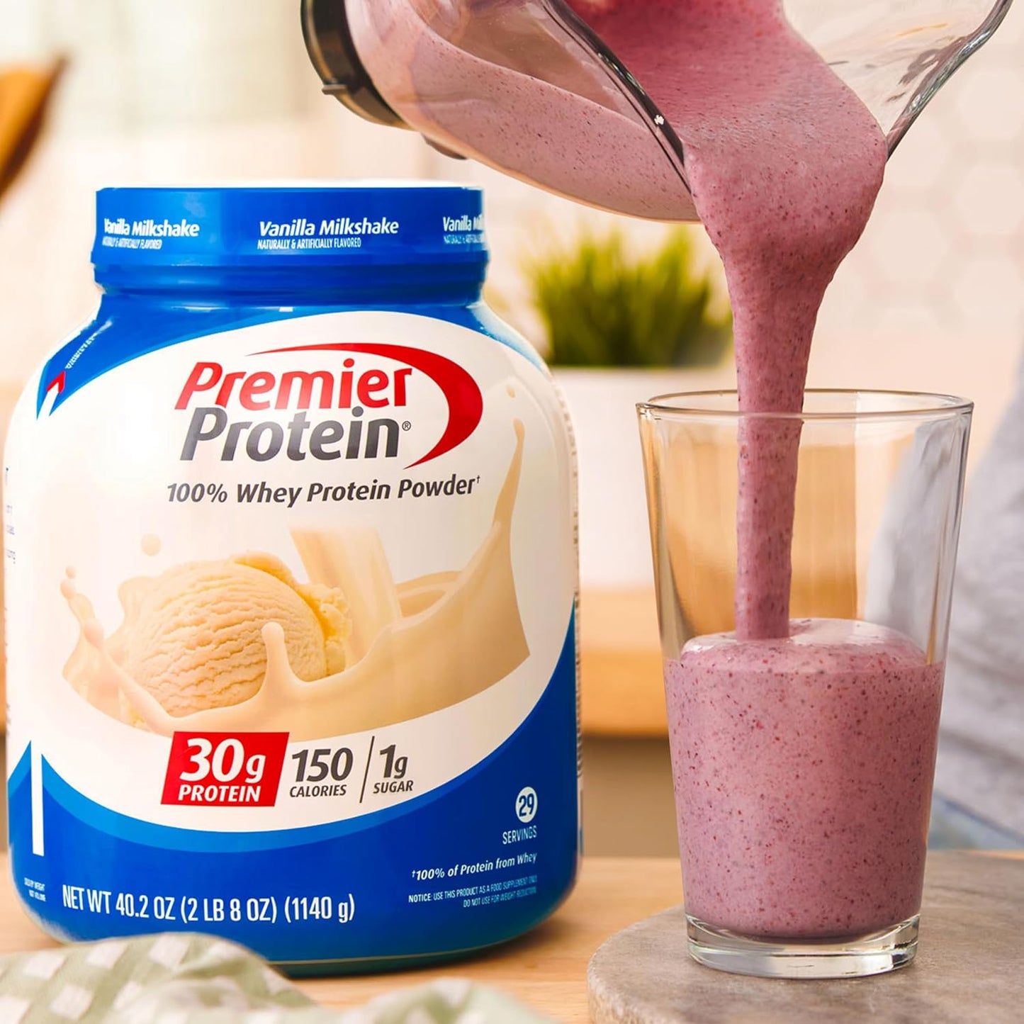 Premier Protein Vanilla Milkshake Powder with 30g Protein, No Soy, Gluten-Free - 29 Servings, 40.2oz