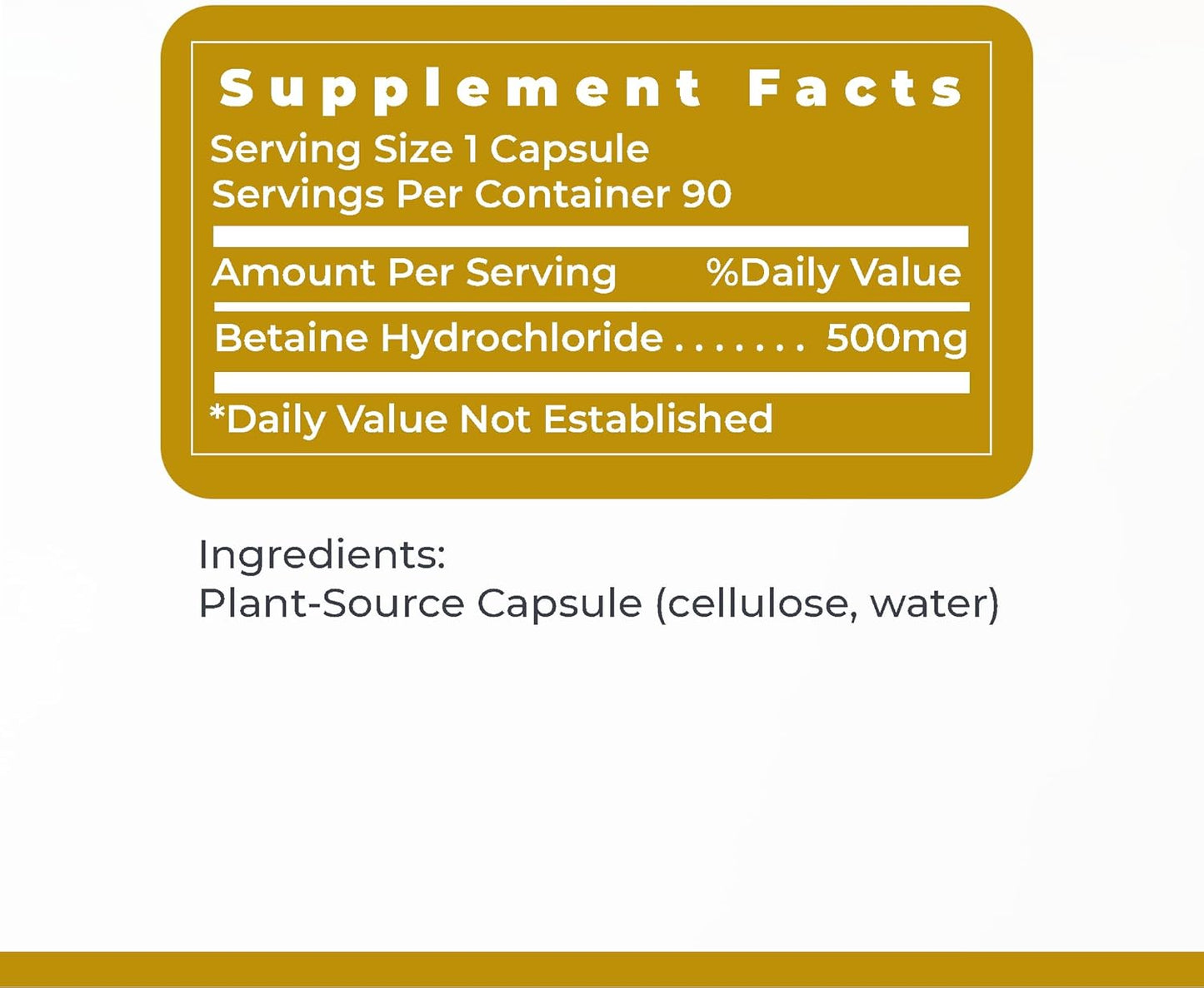 Premier Research Labs Betaine HCL Supplement - 90 Vegetarian Capsules for Optimal Digestive Function and Nutrient Absorption