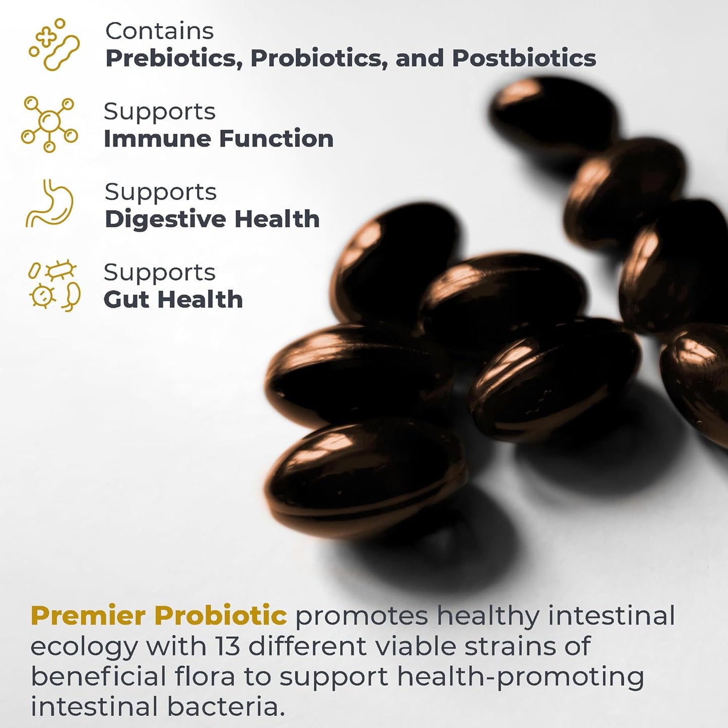 Premier Research Labs Prebiotic, Probiotic, and Postbiotic Capsules for Gut Health and Immune Support - 30 Vegetarian Softgels