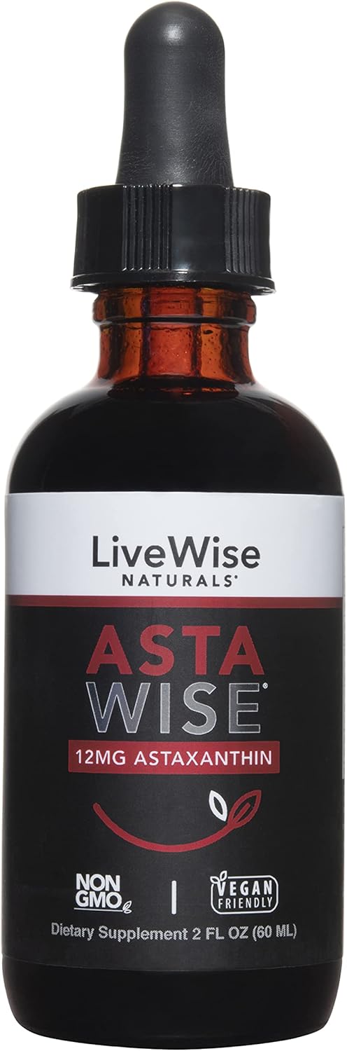 Premium 12mg Astaxanthin Supplement by Live Wise Naturals - Supports Eye Health, Joint Function, and Skin Health - Powerful Antioxidant Formula