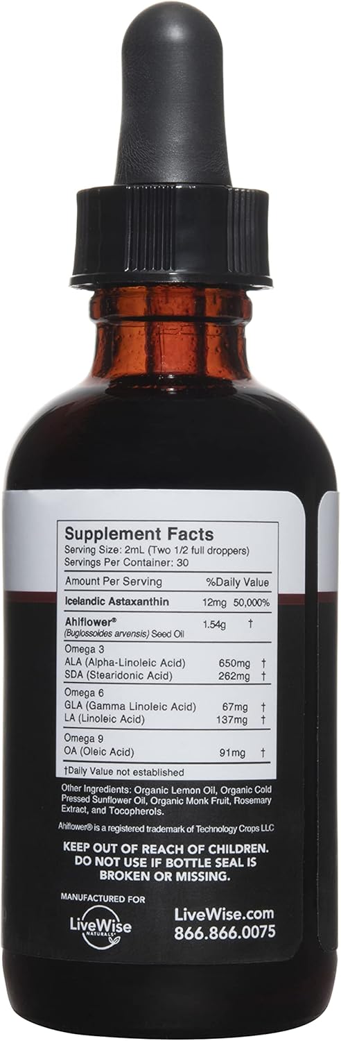 Premium 12mg Astaxanthin Supplement by Live Wise Naturals - Supports Eye Health, Joint Function, and Skin Health - Powerful Antioxidant Formula
