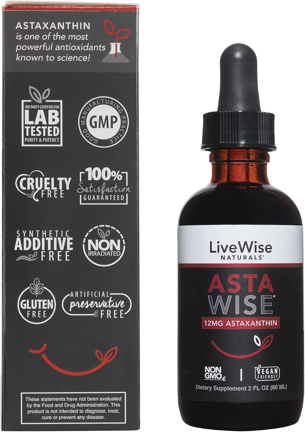 Premium 12mg Astaxanthin Supplement by Live Wise Naturals - Supports Eye Health, Joint Function, and Skin Health - Powerful Antioxidant Formula