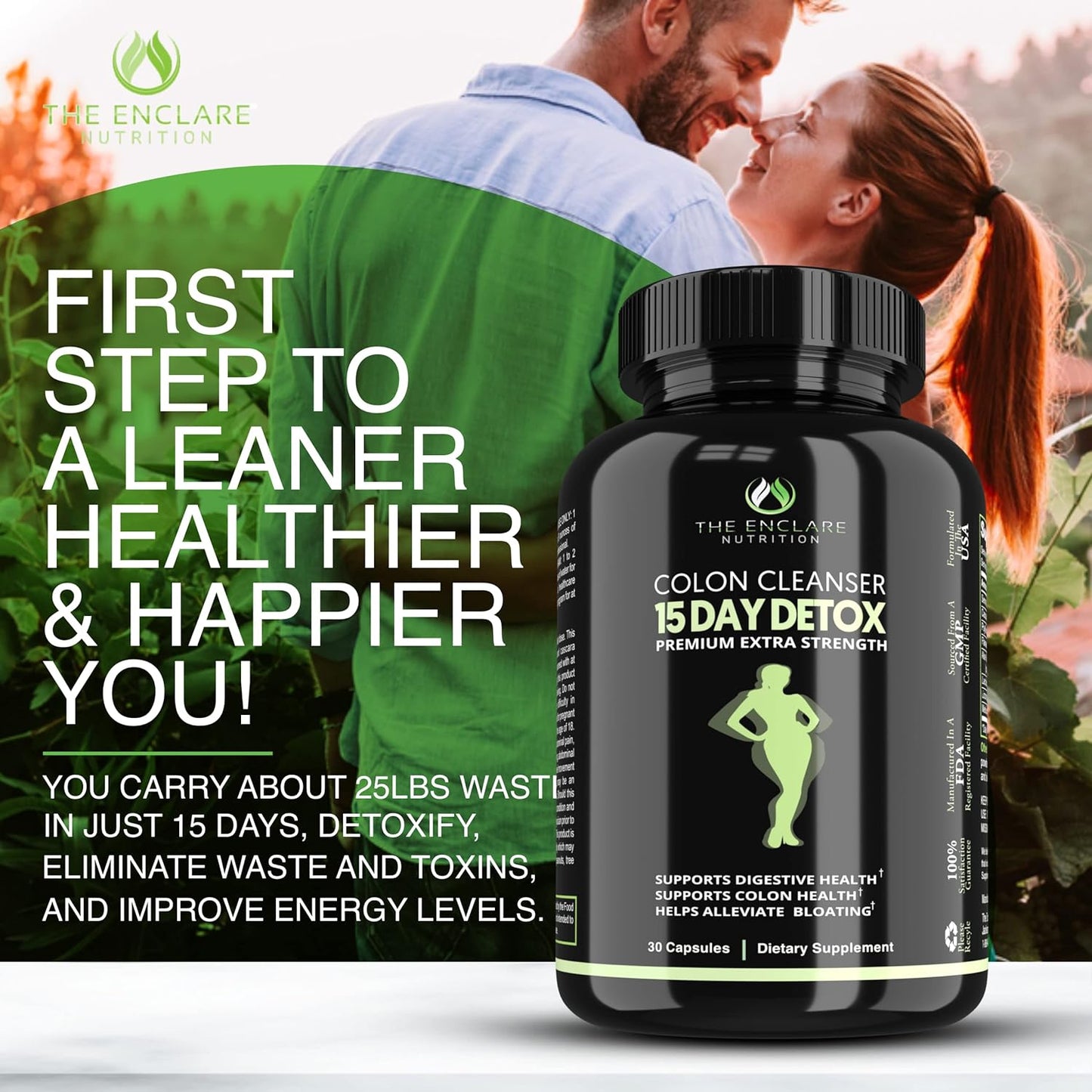 Premium 15 Day Fast-Acting Colon Cleanser Detox with Probiotic, Fiber, and Natural Laxatives - Boosts Energy and Gut Health