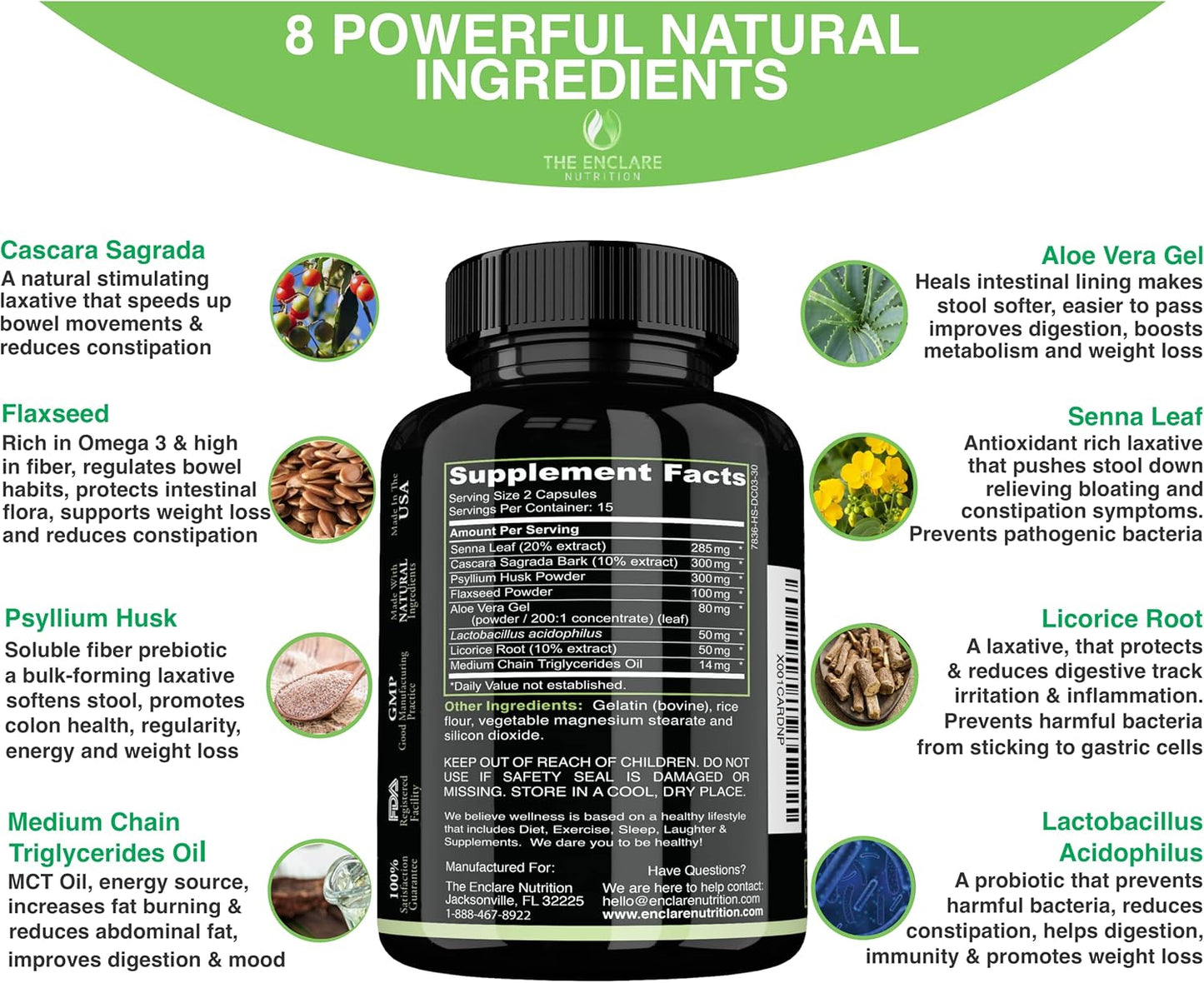 Premium 15 Day Fast-Acting Colon Cleanser Detox with Probiotic, Fiber, and Natural Laxatives - Boosts Energy and Gut Health