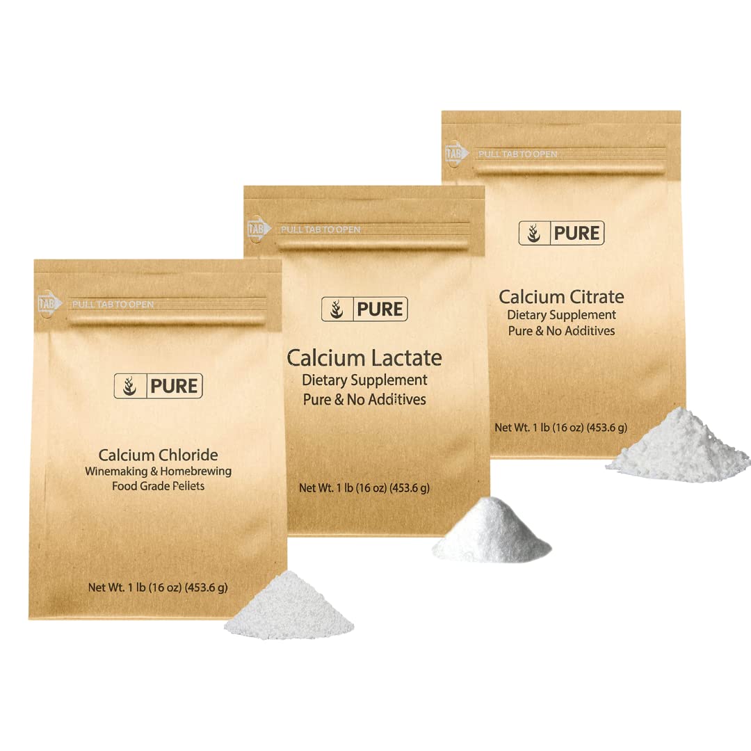 Premium 1lb Bundle of Calcium Chloride, Citrate, and Lactate - Pure Original Ingredients for Ultimate Calcium Supplementation