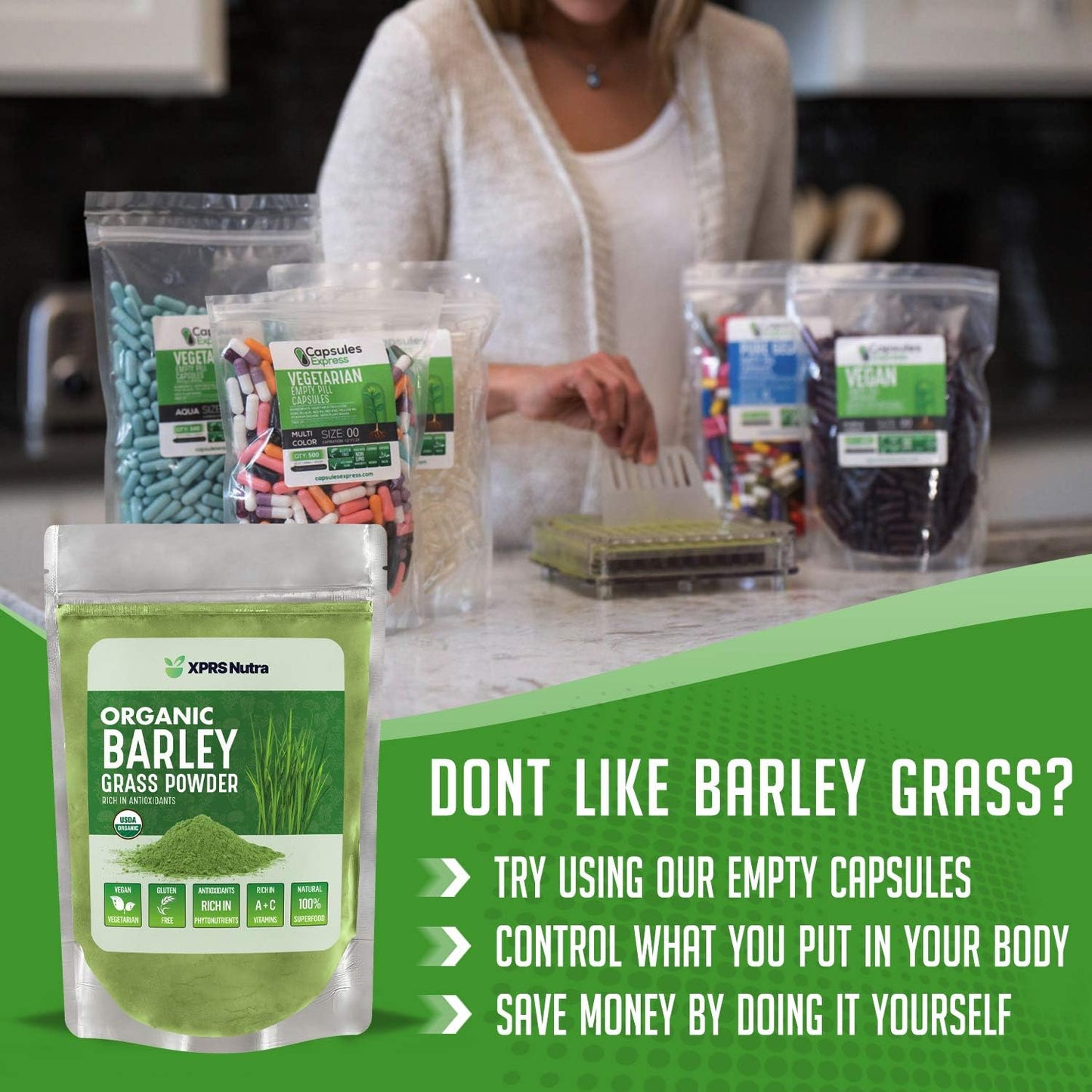 Premium 4oz Organic Barley Grass Powder - Rich in Antioxidants, Amino Acids, and Protein - Superfood for Immunity - XPRS Nutra