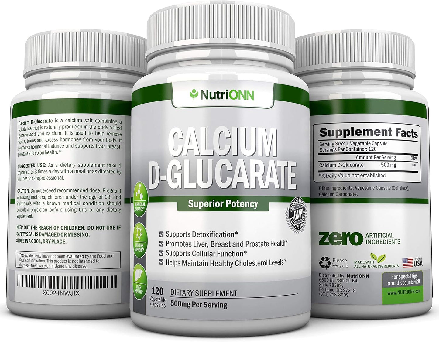 Premium 500mg Calcium D-Glucarate Capsules for Hormonal Balance & Cleansing - Supports Prostate, Breast, & Colon Health - 120 Veg Caps - BoostGo Australia