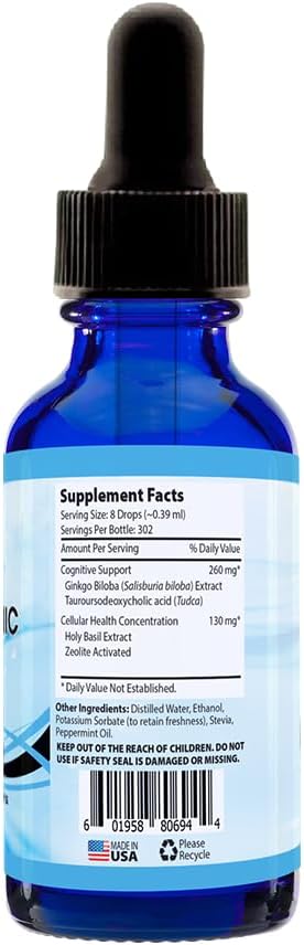 Premium Absonutrix Zeolite Volcanic Activated with Tudca Liquid 390mg - 4 Oz, 302 Servings - USA Made, Fast Absorption, Potent Ingredients - Non-GMO, GMP Certified