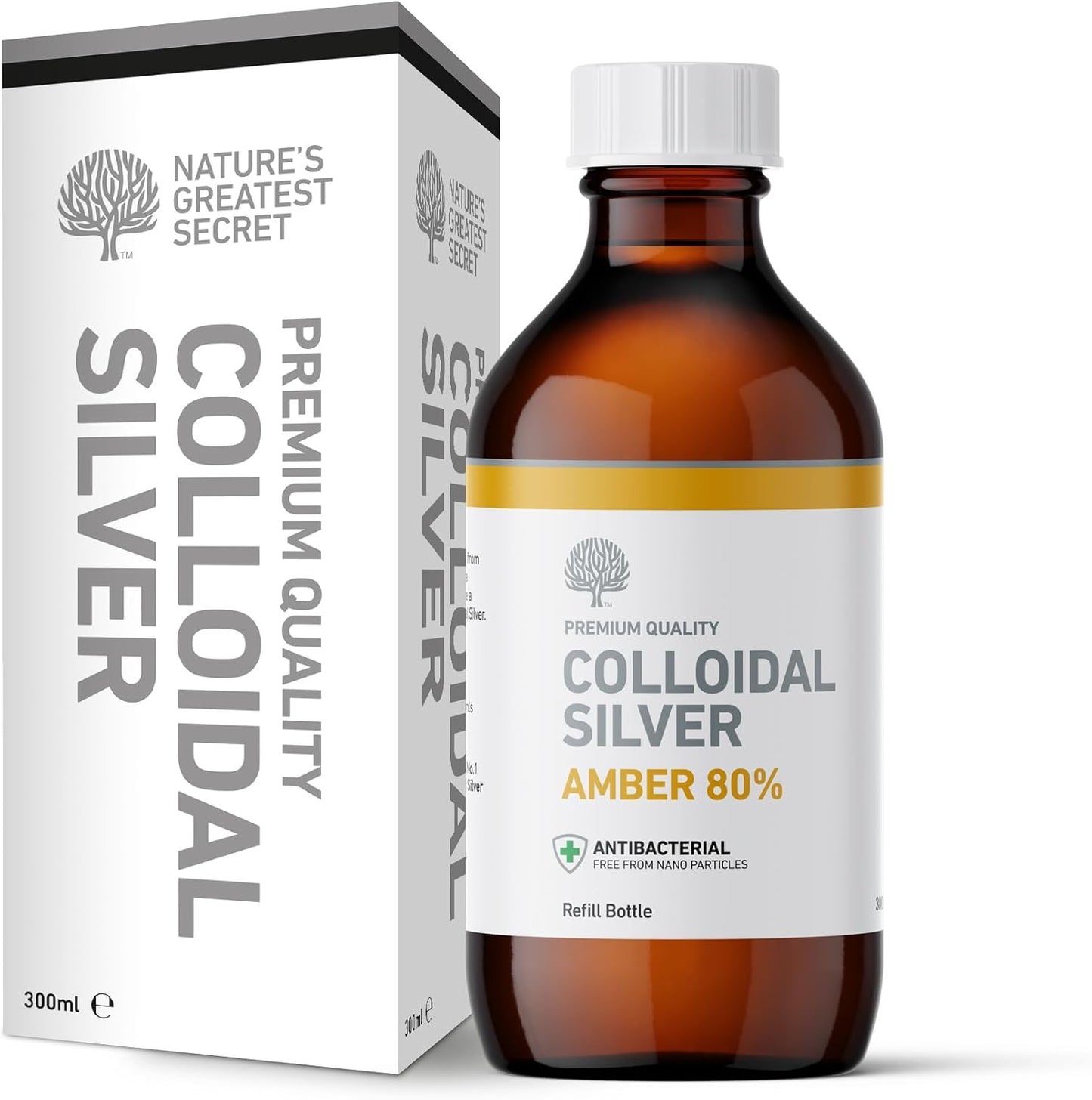 Premium Amber 80% True Colloidal Silver in 300ml Bottle from Nature's Greatest Secret
