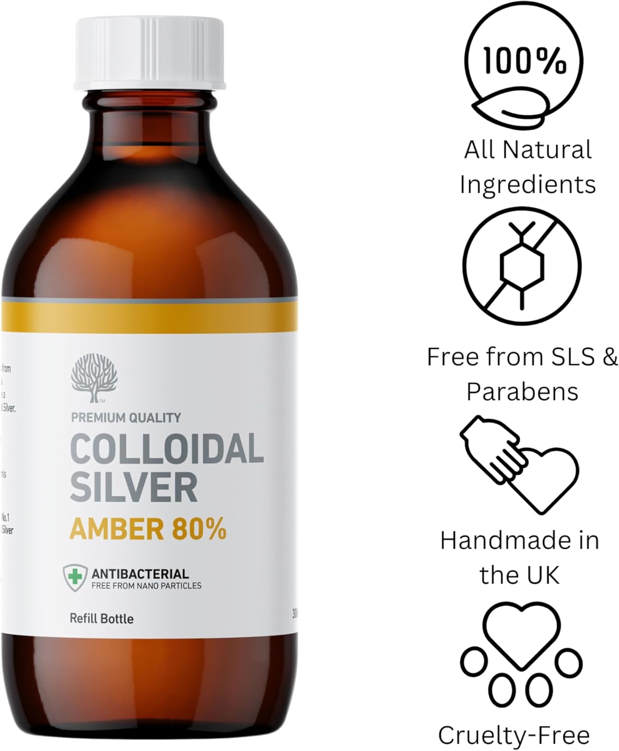 Premium Amber 80% True Colloidal Silver in 300ml Bottle from Nature's Greatest Secret