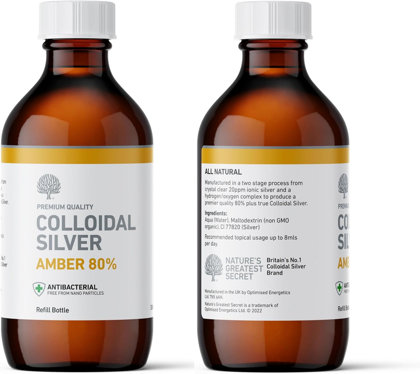 Premium Amber 80% True Colloidal Silver in 300ml Bottle from Nature's Greatest Secret