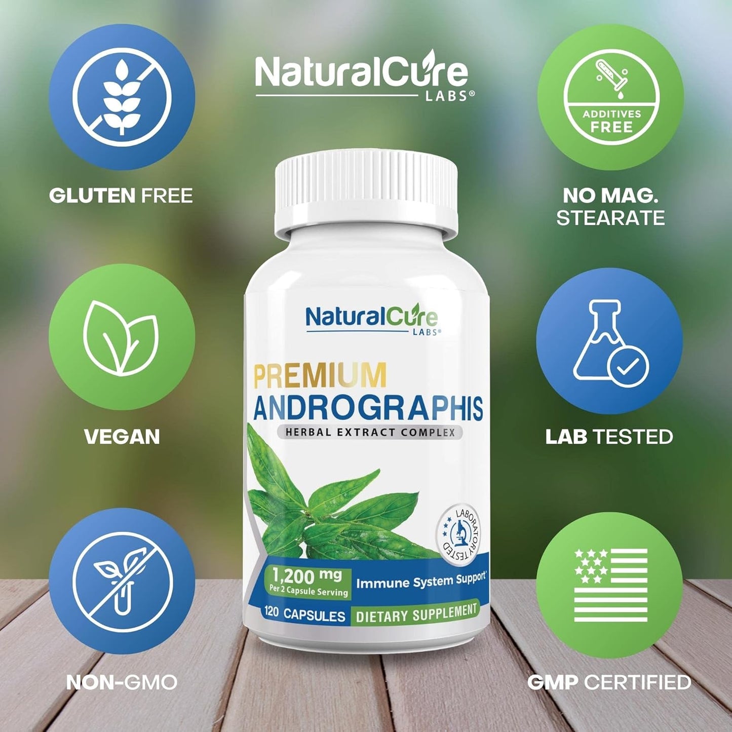 Premium Andrographis Paniculata Extract Capsules - 1,200mg (100mg Andrographolides) - Non-GMO, Vegan, Gluten Free - 120 Count