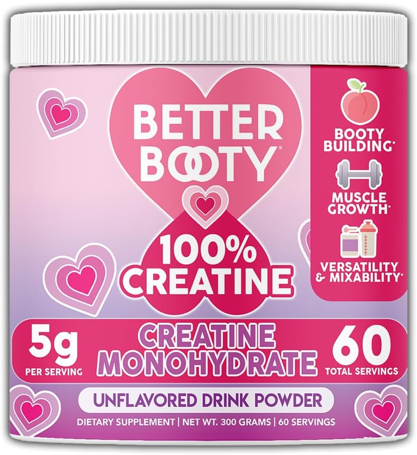 Premium Angry Supplements Creatine Monohydrate Powder for Women - Glute Builder Drink Mix, Unflavored, 60 Servings