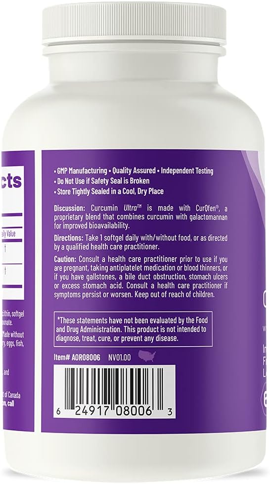 Premium AOR Curcumin Ultra Supplement for Fast-Acting Joint Support - 60 Softgels