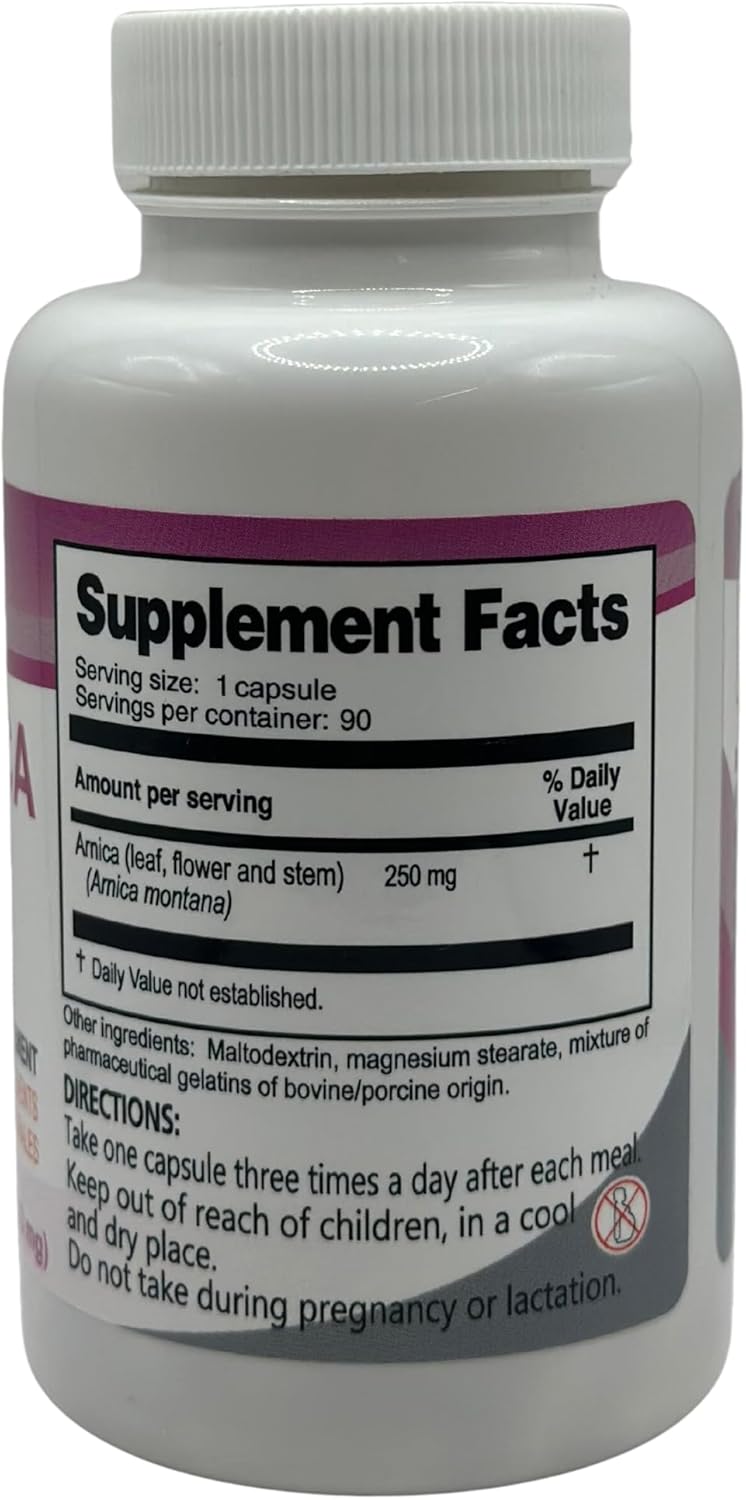 Premium Arnica Capsules - 90 Count (500mg) by Vida Herbal