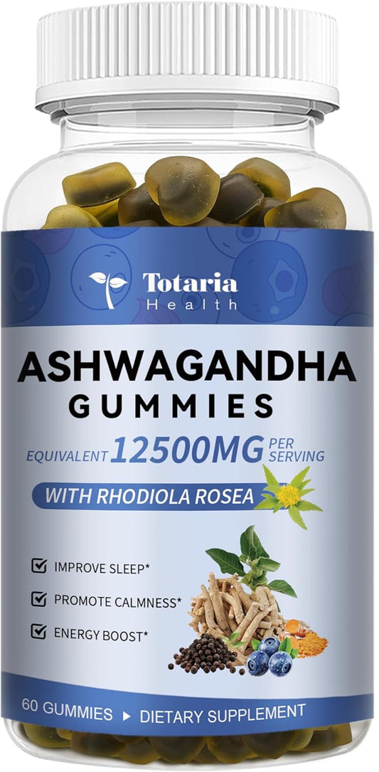 Premium Ashwagandha Gummies 2500mg for Women & Men with Ashwa Root, Magnesium Glycinate, Rhodiola Rosea - 60 Count