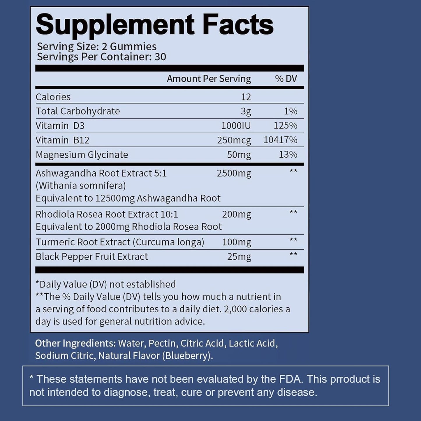 Premium Ashwagandha Gummies 2500mg for Women & Men with Ashwa Root, Magnesium Glycinate, Rhodiola Rosea - 60 Count