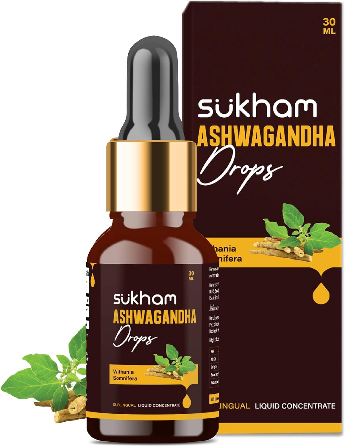 Premium Ashwagandha Liquid Drops - Root Extract with Withanolides & Withaferins - Boost Energy & Immunity - 1 FL.OZ (40 Servings)