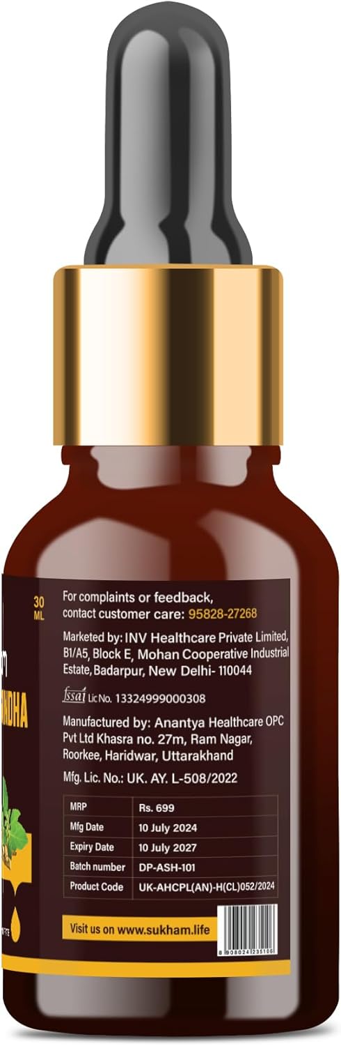 Premium Ashwagandha Liquid Drops - Root Extract with Withanolides & Withaferins - Boost Energy & Immunity - 1 FL.OZ (40 Servings)