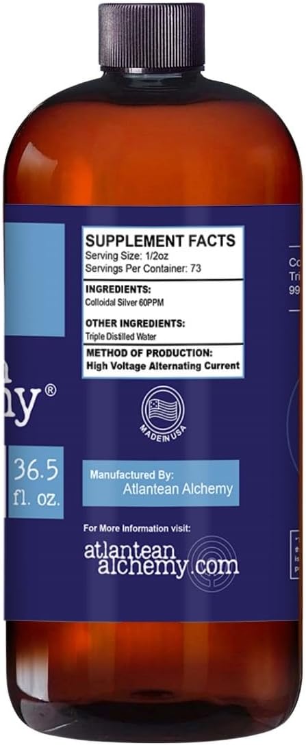 Premium Atlantean Alchemy Colloidal Silver Solution - 36.5oz Bottle